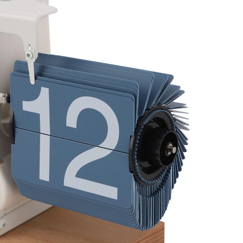 Flip Desk Clock Auto Mechanical Flip 12H AM PM Wood
