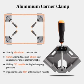 LEJOSTOL 4 Pack Right Angle Clamp - 90 Degree Clamps for Woodworking, Single Handle Aluminum Alloy Corner Clamp with Adjustable Swing Jaw for Welding, Wood-Working, Drilling, Crafting Project