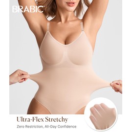 BRABIC Tummy Control Shapewear for Women Seamless Shapewear Bodysuit Body Shaper Waist Trainer Snatched Body Suit(Beige, Medium)