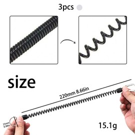 LYQNIHOB Spiral Band, 3 x Spiral Cable Fishing Lanyard, Extendable Lanyard, Anti-Lost Spiral Safety Rope with Carabiner, Elastic Spiral, Stretchy Key Chain, Tool for Kayak, Camping, Hunting