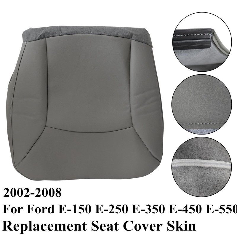 NLQR Driver Side Bottom Replacement Seat Cover Microfiber Leather Gray