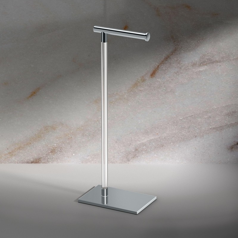 Gatco 1331C Modern Rectangle Base Freestanding Toilet Paper Holder 22.25"