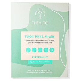 Foot Peel Mask with Pumice Stone, 2 Pack - For Dry, Cracked and Calloused Feet-Peppermint Scent - With Plant Extract for Baby Soft Feet - Home Spa Treatment