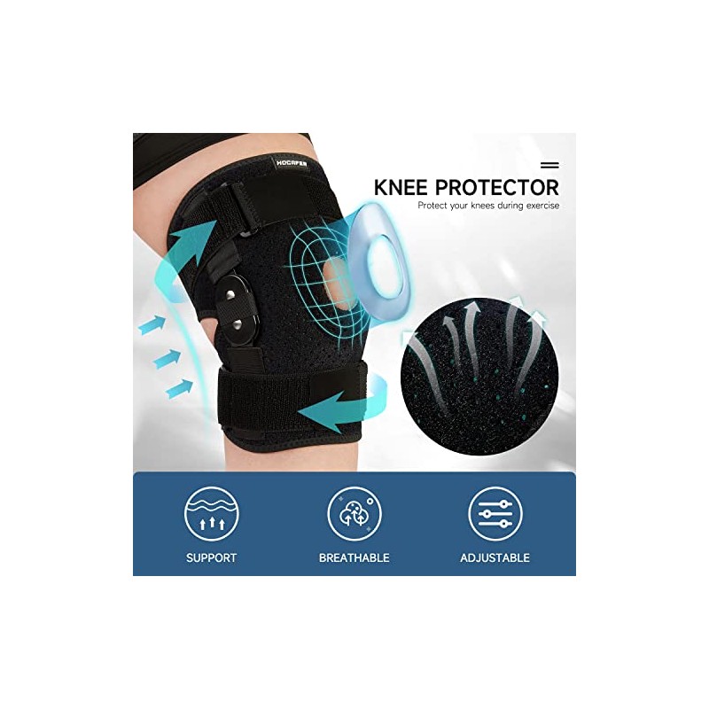 Hocafer- Rodillera Profesional Ajustable, Soporte Estable de La Rodilla de