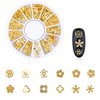 WOKOTO 6 Boxes Gold Metal Nail Studs Rose Star Moon