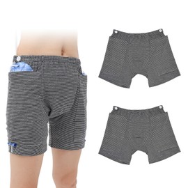 YingXue 2 Pack Incontinence Care Shorts for Men, Catheter Leg Bag and Nephrostomy Bag Shorts, Compatible With Ostomy, Foley, Suprapubic & Biliary Catheters (XXX-Large)