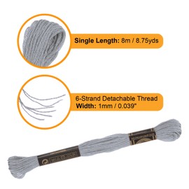 HARFINGTON 2pcs 12 Skeins Embroidery Floss 8.75yds(8m) Egyptian Long-Staple Cotton Cross Stitch Thread for Sewing DIY Bracelet Yarn String and Crafts, Light Grey(6003)