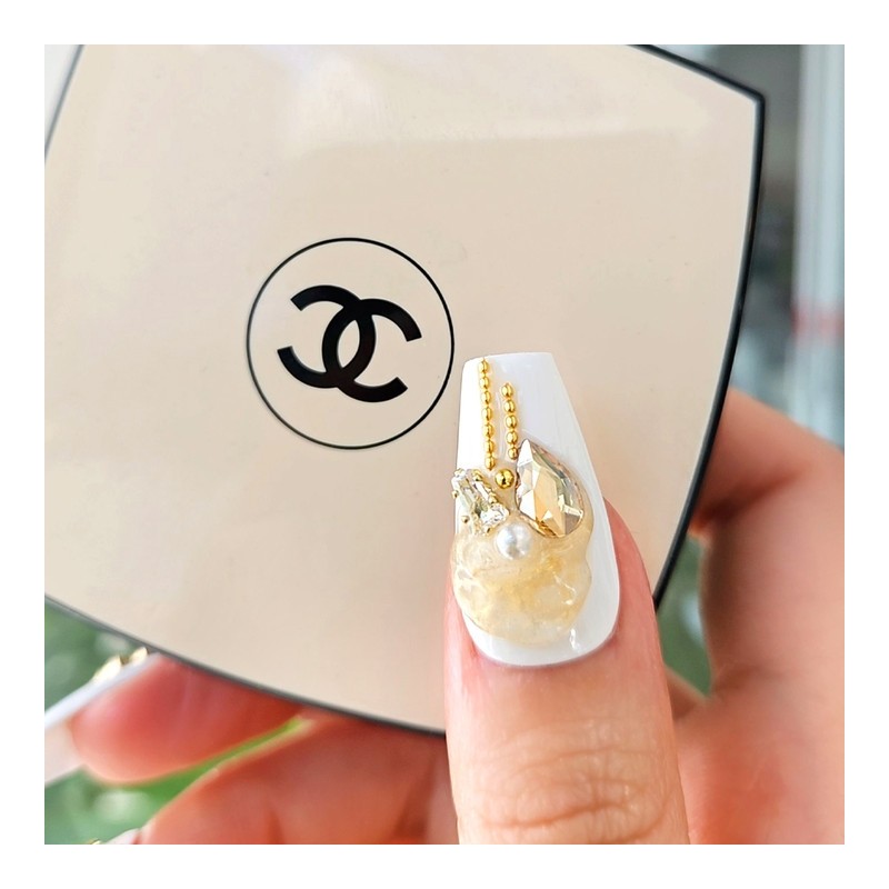 Gold Nuance Handmade Nail Tips - Long Point / 골드