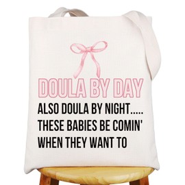 MYSOMY Doula Tote Bag Midwife Gifts Doula By Day Also Doula By Night Postpartum Doula Gifts Birth Doula Tote Bag (Doula UK)