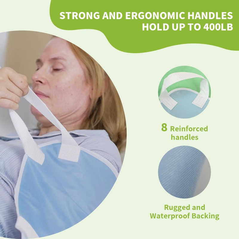 MILDPLUS Washable Bed Pads with 10 Sturdy Handles 40”×72” Extra