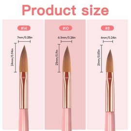 3 Pcs Acrylic Nail Brush Set for Acrylic Powder, Nail Art Brushes for Professional Use, Precision Detailing Brushes for Manicure & Pedicure, Durable & Easy to Clean