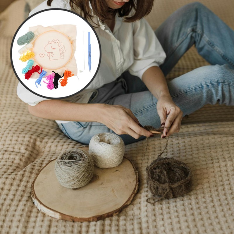 Operitacx Complete Punch Embroidery Kit 100 Patterns Craft Kit for