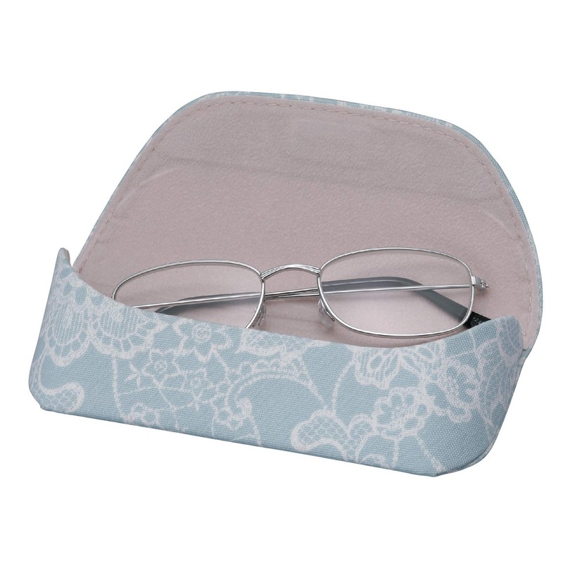 Pearl 092793 Eyeglass Case, Blue, Semi-Hard, Cotton, Floral Pattern