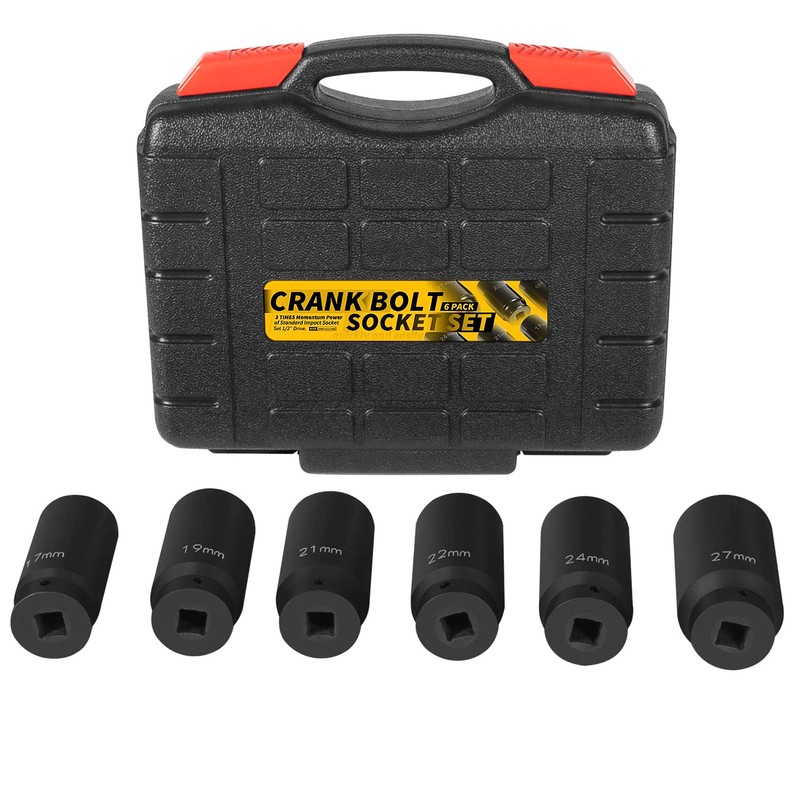 1/2" Drive Crank Bolt Socket Set, 17MM, 19MM, 21MM, 22MM,