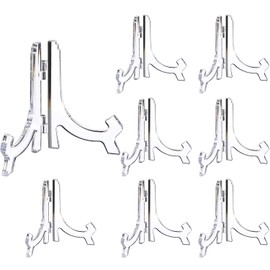 HESTYA 12 Pcs Clear Acrylic Easels Plate Stands Holders to Display Pictures or Other Items for Display Decoration (4.5 Inch)