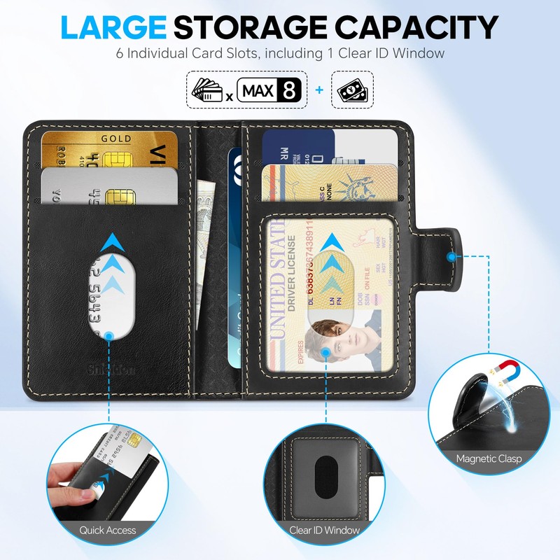 SHIELDON for MagSafe Genuine Leather Magnetic Phone Wallet, Minimalist RFID