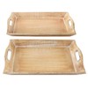 Deco 79 Traditional Wood Rectangle Tray, Set of 2 18",