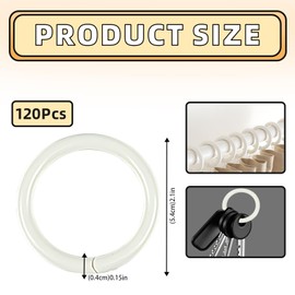 KAIYAYA Pack of 120 Curtain Rings White 40 mm Rings Shower Curtain Hooks Plastic Shower Curtain Rings Removable Shower Curtain Rings White for Curtains and Curtain Poles
