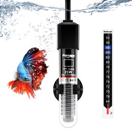 FREESEA Aquarium Fish Tank Heater: 25W/50W/100W/300W Small Submersible Aquarium Heater with Preset Temperature for 1-5 Gallon Betta Turtle Freshwater Saltwater Tank