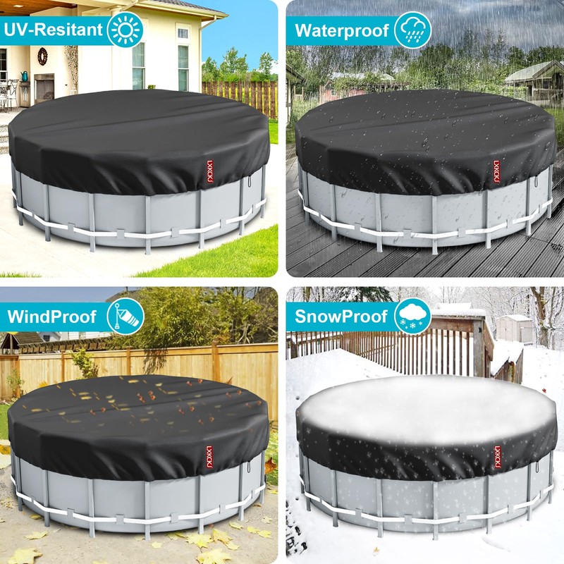 LXKCKJ 16 Ft Round Pool Cover, Solar Covers for Above