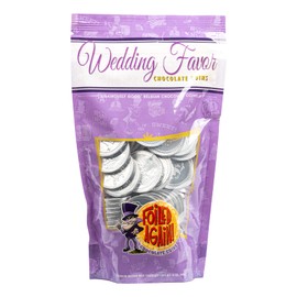 Foiled Again! Chocolate Wedding Favor Coins - Belgian Milk Chocolate Coins - Silver Italian Foil - Elegant Reception Table Favors - Sealed, Resealable Bag - 1 pound