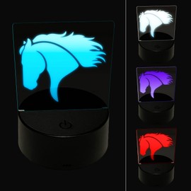 Sniggle Sloth Wild Horse Head Mane Blowing 3D Illusion LED Night Light Sign Nightstand Desk Lamp