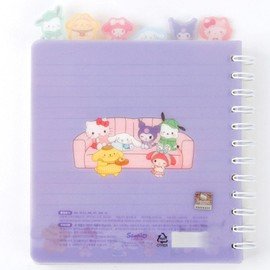 Cute Character PP Index Notebook, 6 Tabbed Sections Featuring Popular Characters, Great for School or Journaling, 90 Sheets_Purple_Size 6.5” x 6” (16.5cm x 15.3cm)