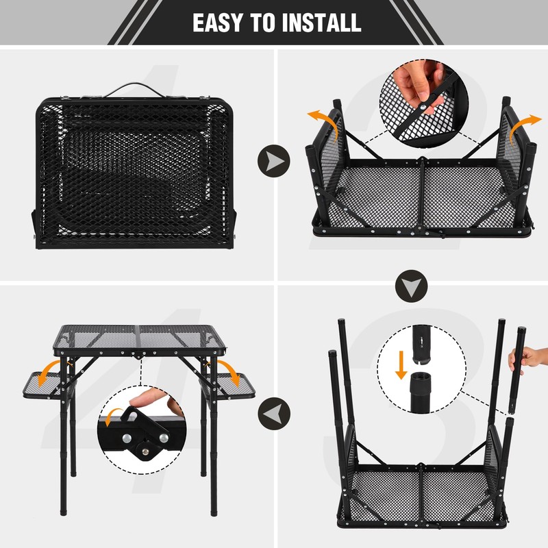 REDCAMP 35x16 Folding Grill Table for Outside with 2 Side