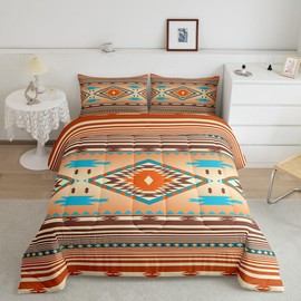 Feelyou Western Comforter Set Southwest Native Tribal Bedding Set Full Size for Kids Boys Girls Teens Room Decor Boho Geometric West Comforter Soft Microfiber