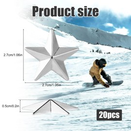 lasuroa 20pcs Pentagram Snowboard Stomp Pads, Silver Snowboard Grip Pad Anti-Slip Snowboarding Step Mats Winter Snow Ski Accessories for Providing Extra Grip