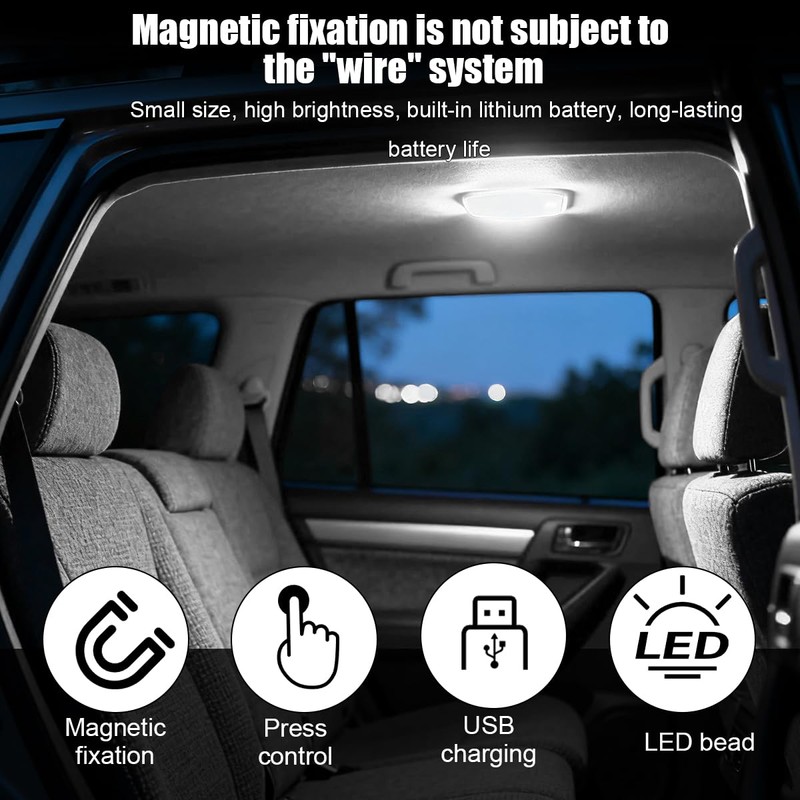 Car Interior Ceiling Roof Light, Magnetic Wireless LED Vehicle Dome