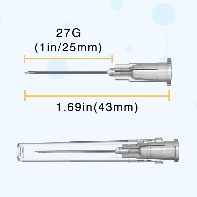 27 Gauge 1 Inch Needle,100 PCS Luer Lock Industrial Dispensing