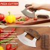 Amhoo Pizza Cutter Chef Mezzaluna Ulu Knife Handle Walnut Wood