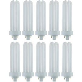 Diodesy- Compact Fluorescent U-Shaped Light Bulb 4 Pin Triple Tube 42W 3500K Neutral White 3200 Lumen PLT GX24q4 Base CFL U-Bend Tubular Bulbs for Office Classroom Clinic 10,000 Hours Pack of 10