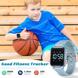 Waterproof Fitness Tracker Watch for Kids Teens No App Birthday Christmas Gifts for Ages 5-13 Kids Digital Watches for Boys Girls Sport Watch with Pedometer Stopwatch Vibration Alarm