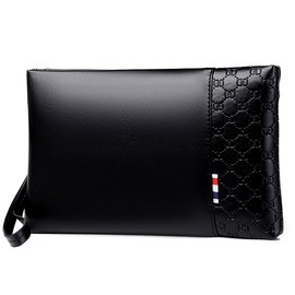 A-QMZL Clutch Bag Men's PU Leather Elegant Handbag Large Capacity Pochette Envelopes Handbags Card Slot Pockets Zipper Wallets Man with Strap Wrist Bag Business Casual Travel Office