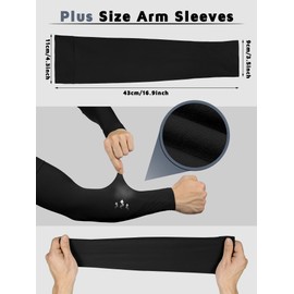 Foaincore 4 Pairs Plus Size Cooling Arm Sun Sleeves for Men Women UV Sun Protection Oversized Compression Sleeves(Black, White, Gray, Royal Blue)