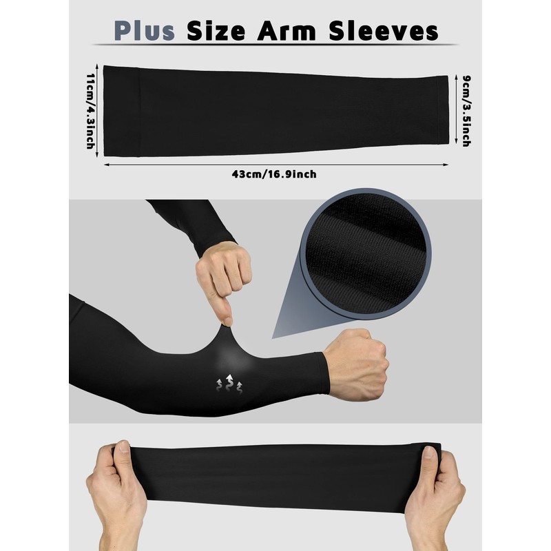 Foaincore 4 Pairs Plus Size Cooling Arm Sun Sleeves for