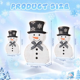 AllReal 3 Pcs Christmas Snowman Wooden Shelf Sitter Xmas Decor 3 Sizes Rustic Wood Tabletop Centerpieces for Holiday Tiered Tray Mantle Fireplace Party Decor (Rustic Snowman)