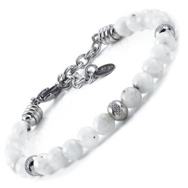 10:10 Natural Moonstone Bracelet 6mm Stainless Steel Beads Highly Resistant, Stainless Steel Stainless steel Moonstone