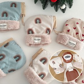 Kids' Winter Hand Warmer Gloves for Kickboards & Bicycles Fluffy Smile - Brown