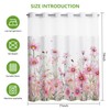 MEHOFOND Pink Flower No Hook Shower Curtain with Snap in