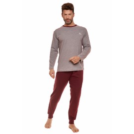 Selente Sweet Dreams Men's Modern and Comfortable Soft Cotton Pyjamas / Shorty Pyjamas Various Models, Bordeaux striped
