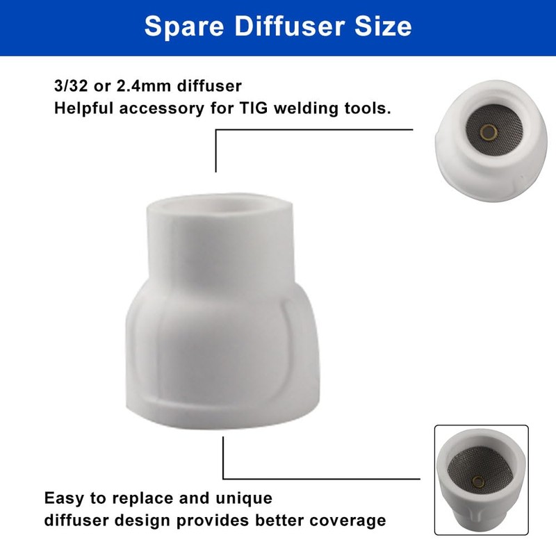 Vaphy #12 Ceramic (4-Pack) White TIG Welding Cup