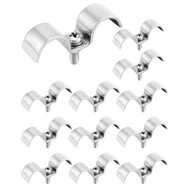 QWORK Stainless Steel Double Line Clamp, 12 Pack 5/8" Fuel Lines Clips with Mounting Screws