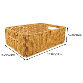 BUGUUYO Imitation Rattan Woven Storage Basket Capacity Multi-purpose Container for Organizing Toys Sundries and Bathroom Essentials Stylish Desktop Organizer