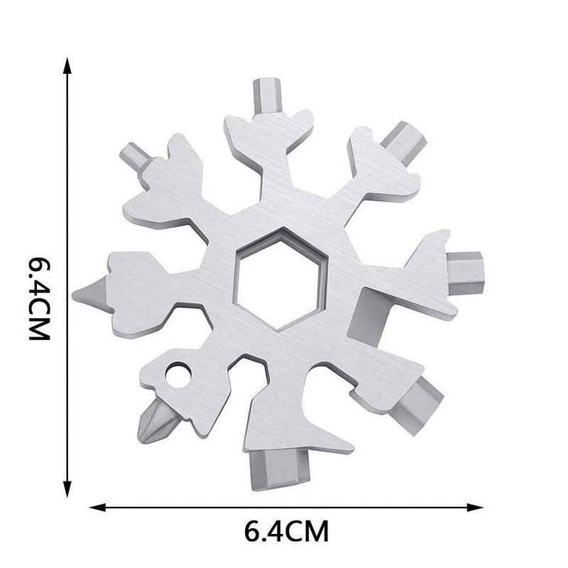 18-in-1 Snowflake Multi Wrench Tool, Keychain Multitool Pocket Tool is