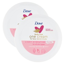 Dove One Cream Moisturizer for Face, Hands and Body, Intensive Moisture for Dry Skin, Fast Absorption, 2 x 250ml Cans