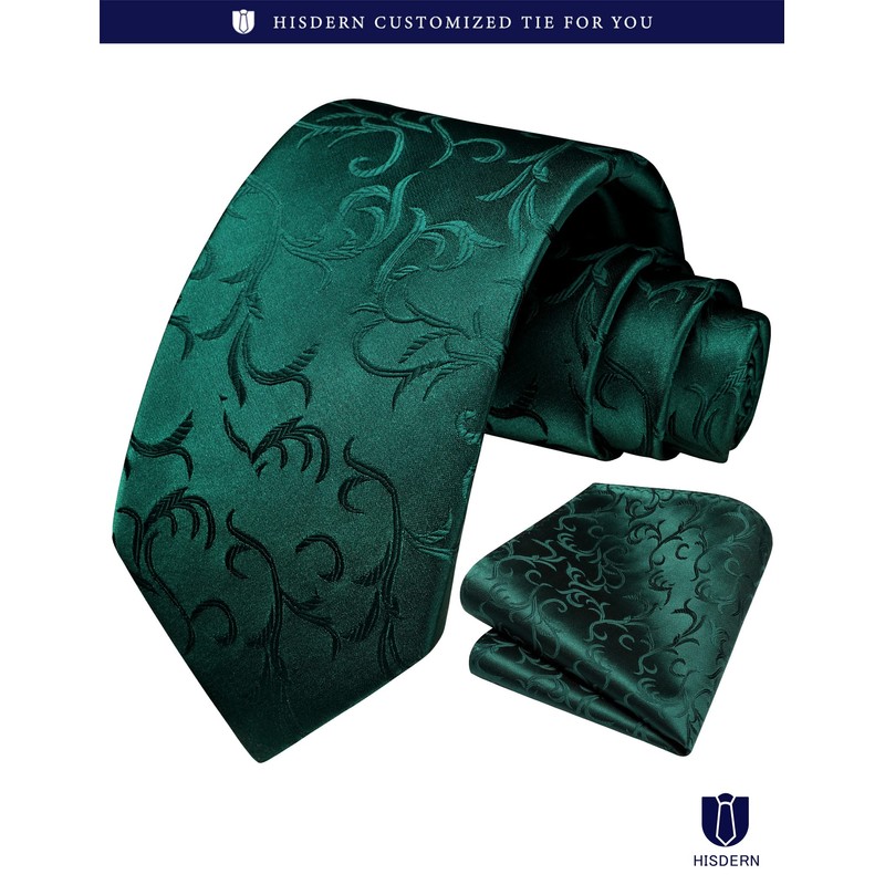 Hisdern TP-01S Men’s Paisley Pattern Necktie and Square Set, Business,