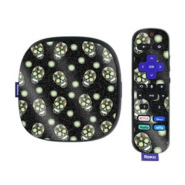 MightySkins Glossy Glitter Skin Compatible with Roku Ultra HDR 4K Streaming Media Player (2020) - Nighttime Skulls | Protective, Durable High-Gloss Glitter Finish | Easy to Apply | Made in The USA